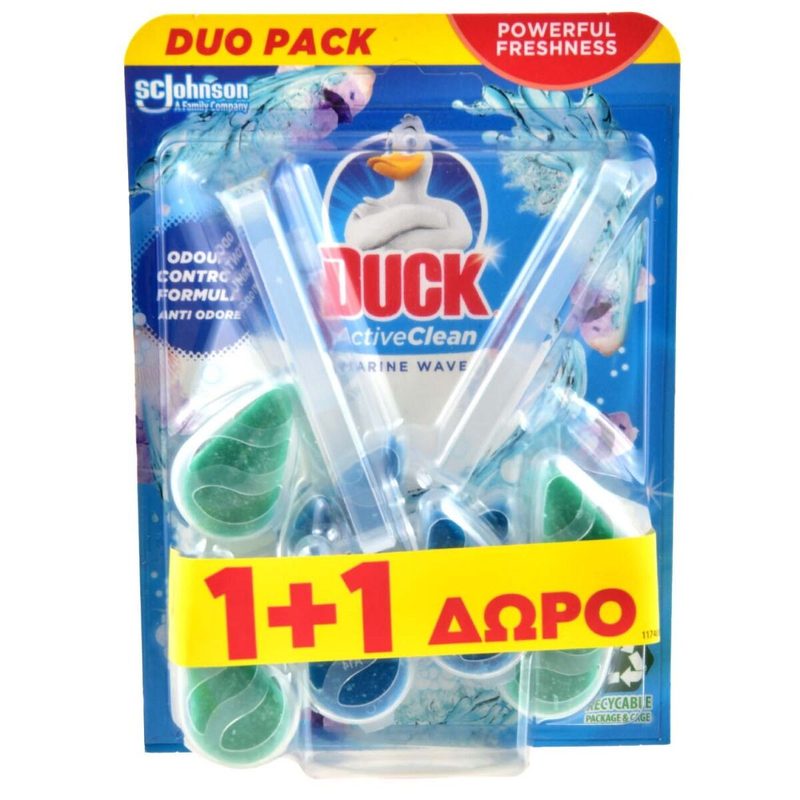 DUCK αποσμητικό τουαλέτας με θήκη active clean marine wave 2x38,6gr – Καθαριστικά Μπάνιου