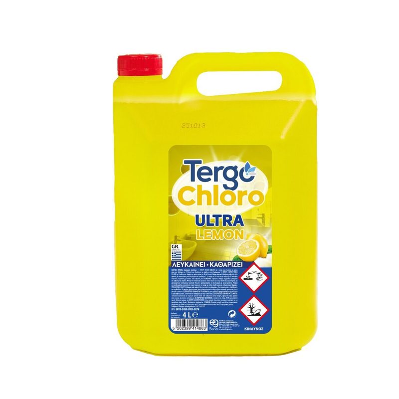 TERGO χλωρίνη με άρωμα λεμόνι 4lt – Καθαριστικά Μπάνιου