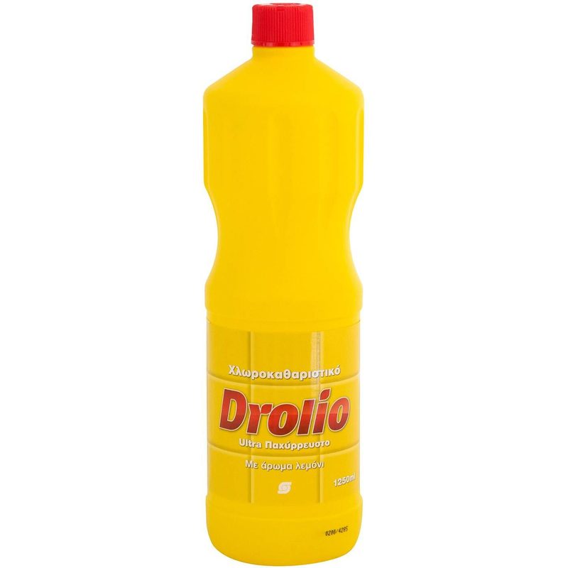 DROLIO χλωροκαθαριστικό με άρωμα λεμόνι 1,25lt – Καθαριστικά Μπάνιου