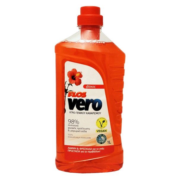 FLOS Vero υγρό γενικού καθαρισμού ιβίσκος 1lt – Καθαριστικά Επιφανειών