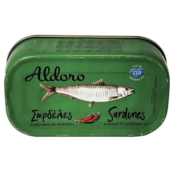ALDORO πικάντικες σαρδέλες 125gr – Τρόφιμα Μακράς Συντήρησης