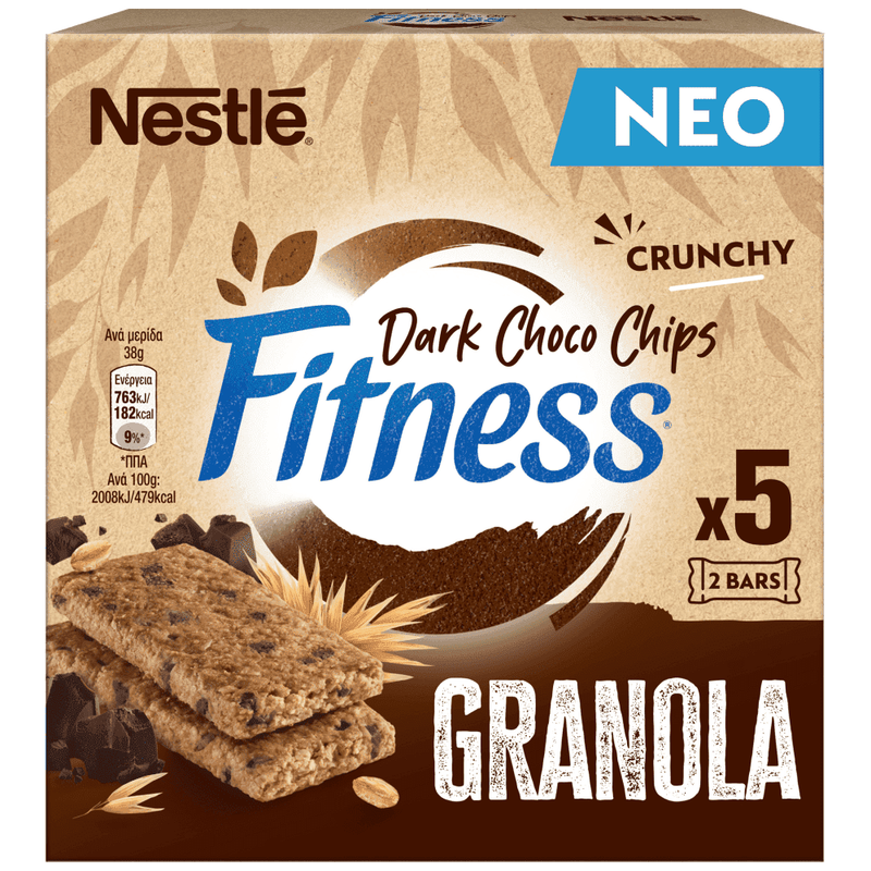 NESTLE μπάρες δημητριακών fitness granola με σοκολάτα 5x38gr