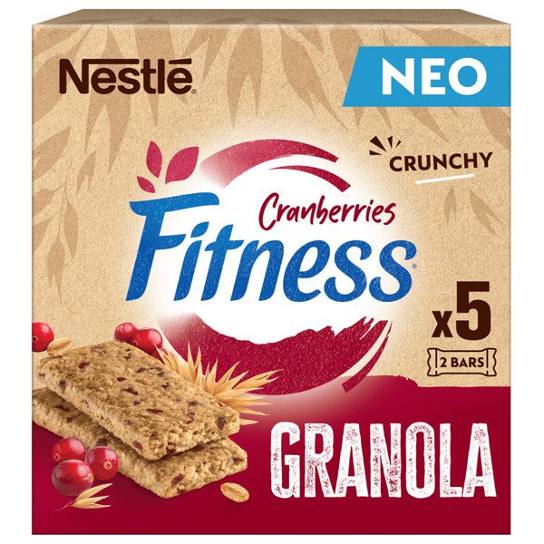 NESTLE μπάρες δημητριακών fitness granola με κράνμπερι 5x38gr