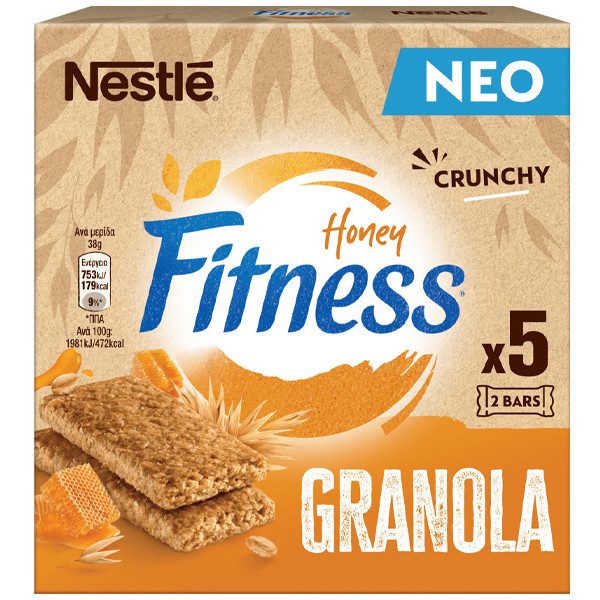 NESTLE μπάρες δημητριακών fitness granola με μέλι 5x38gr