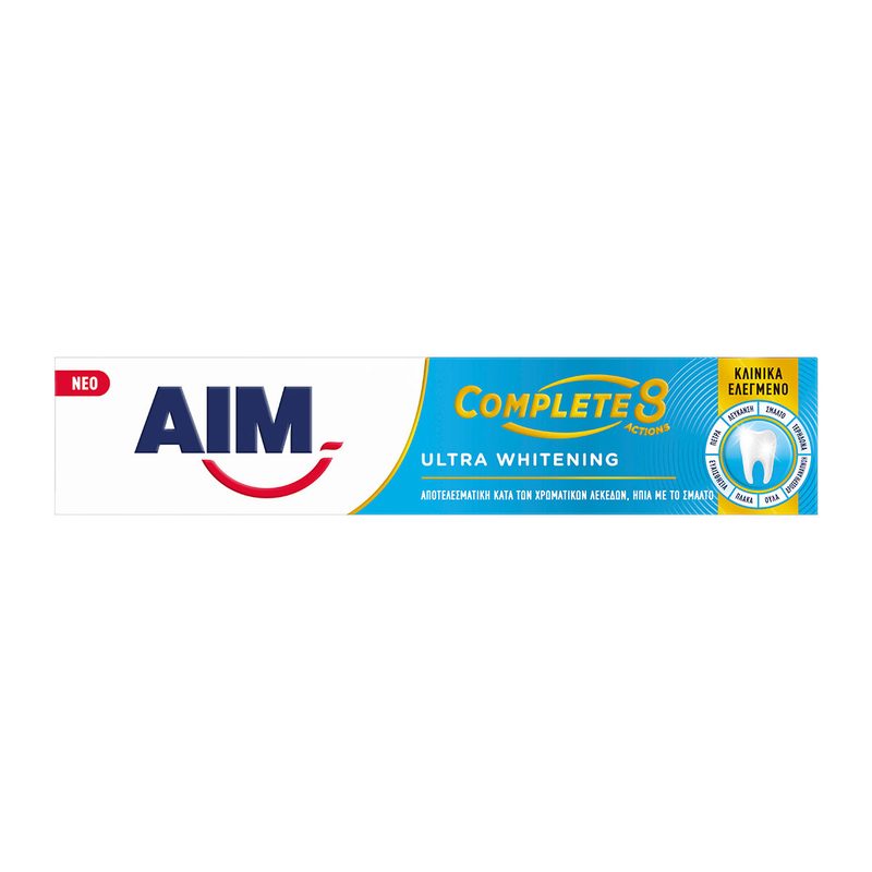 AIM οδοντόκρεμα complete 8 actions ultra whitening 75ml – Οδοντόκρεμες