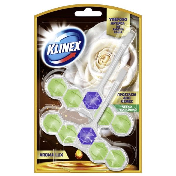KLINEX μπλοκ αρωματικό τουαλέτας aroma luxe λευκό τριαντάφυλλο 2x50gr – Καθαριστικά Μπάνιου