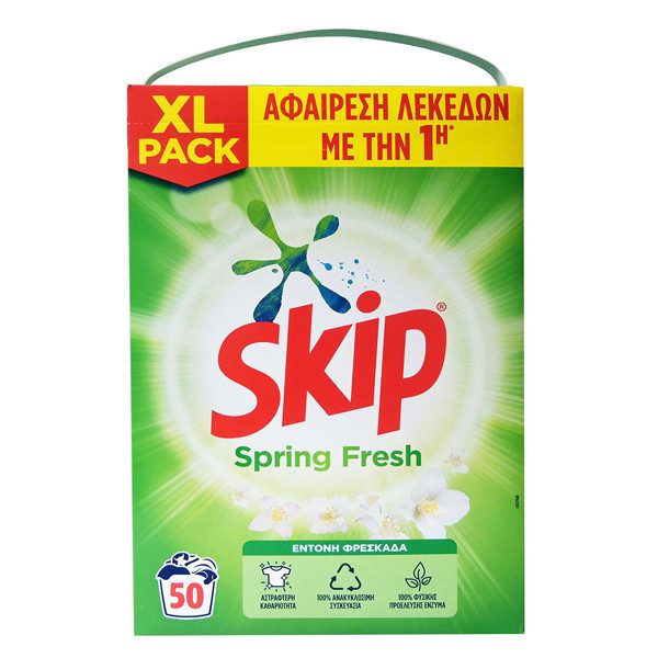 SKIP σκόνη πλυντηρίου ρούχων Spring Fresh 50μεζ 3,25kg – Απορρυπαντικά Ρούχων