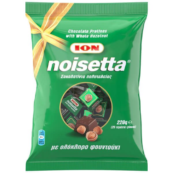 ΙΟΝ σοκολατίνια γάλακτος noisetta με ολόκληρο φουντούκι 220gr – Σοκολάτες