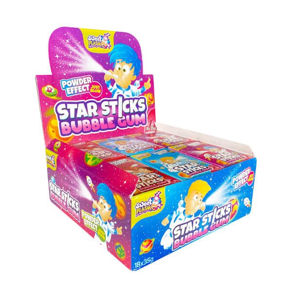 ALEX SWEETS τσίχλες star sticks με πούδρα 18x35gr – Καραμέλες, Γλειφιτζούρια και Τσίχλες