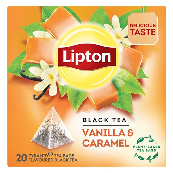 LIPTON τσάι πυραμίδα μαύρο με βανίλια και καραμέλα 20x1,7gr