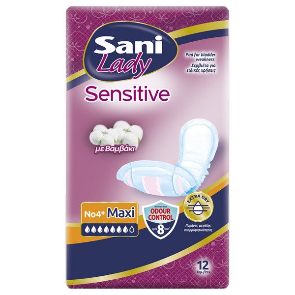 SANI sensitive lady σερβιέτες ειδικών χρήσεων No4+ maxi 12τεμ – Σερβιέτες Ακράτειας