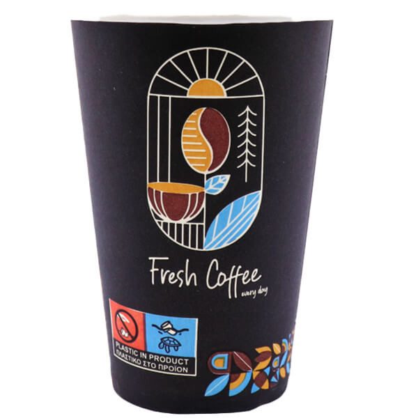 FRESH COFFEE ποτήρι χάρτινο στενό single wall 12oz 50τεμ – Ποτήρια μιας Χρήσης