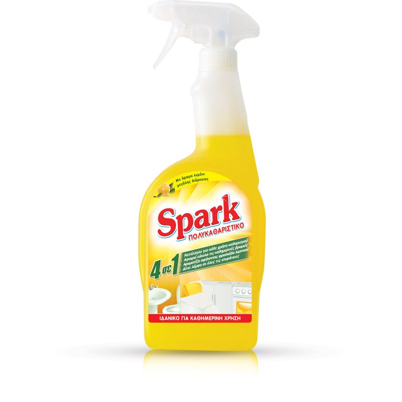 SPARK υγρό πολυκαθαριστικό 4σε1 λεμόνι spray 750ml – Καθαριστικά Επιφανειών
