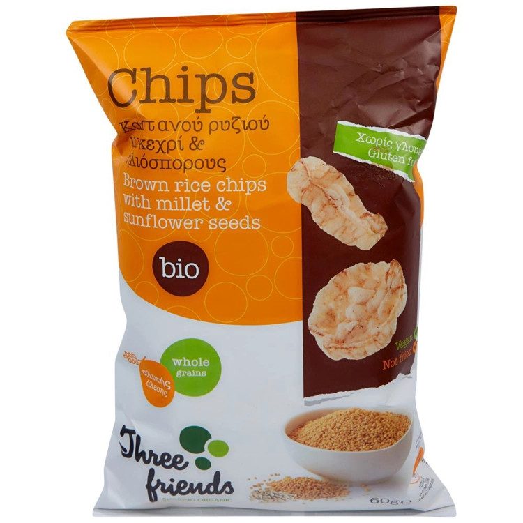 3Friends chips βιολογικά ρυζιού με κεχρί και ηλιόσπορο 60gr – Πατατάκια