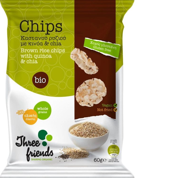 3Friends chips βιολογικά ρυζιού με τσία και κινόα 60gr – Πατατάκια