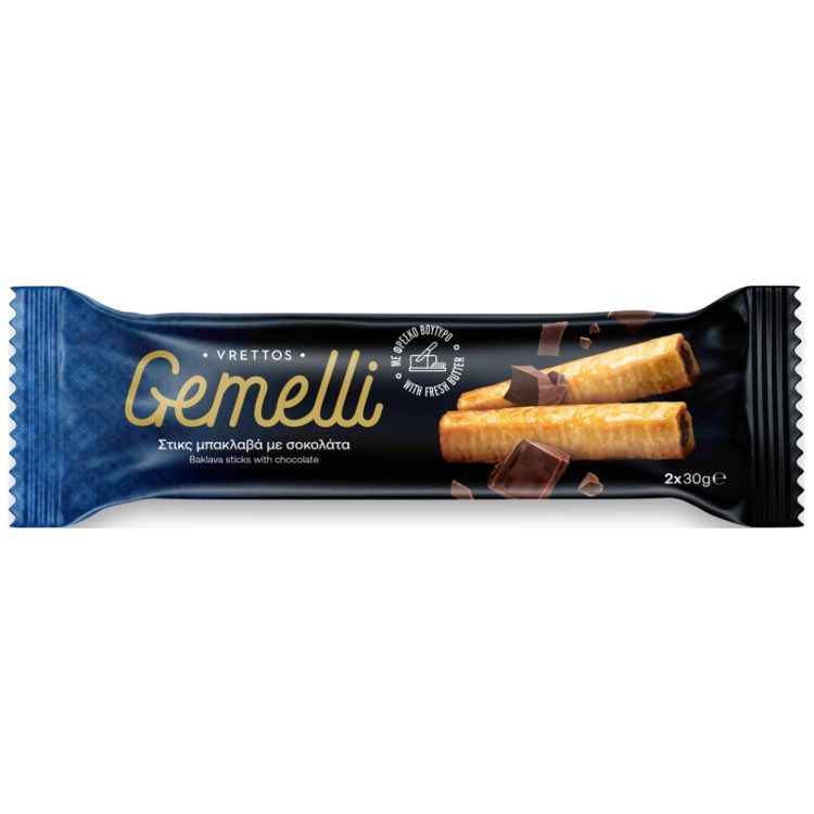 GEMELI σιροπιαστά μπακλαβαδάκια sticks 2x60gr – Παραδοσιακά Γλυκά