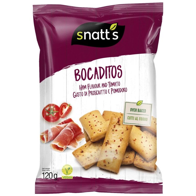 SNATT'S Bocaditos κράκερ με ζαμπόν και τομάτα 120gr – Αλμυρά Snacks