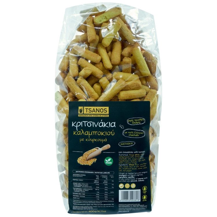 TSANOS κριτσίνια με καλαμπόκι 400gr – Αρτοσκευάσματα