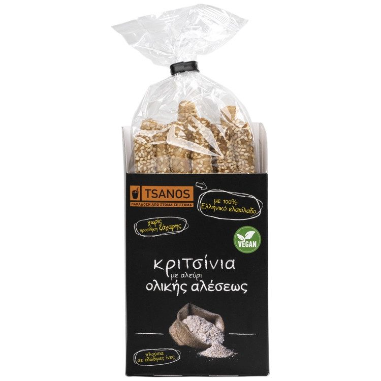 TSANOS κριτσίνια ολικής αλέσεως 120gr – Αρτοσκευάσματα