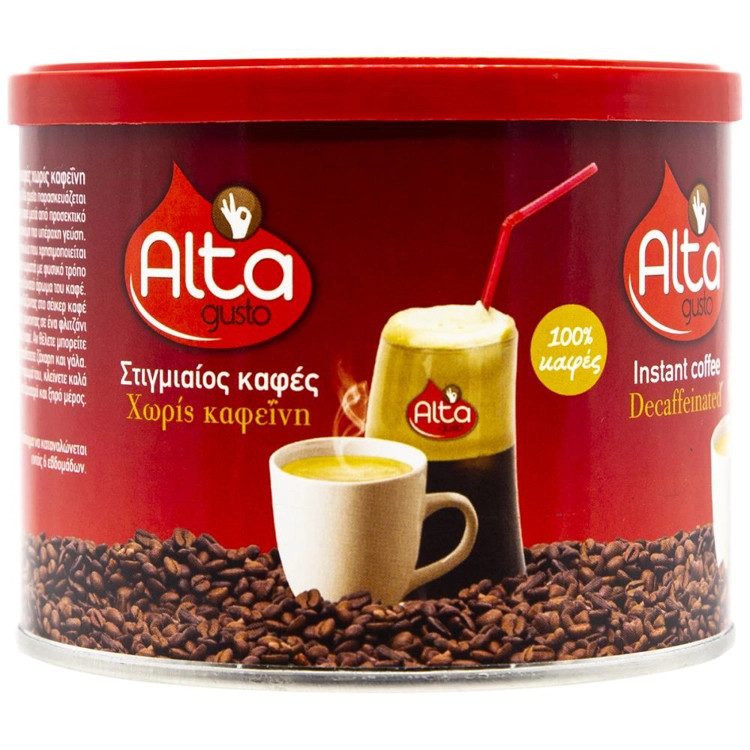 ALTA Gusto στιγμιαίος καφές ντεκαφεϊνέ 100gr – Καφέδες