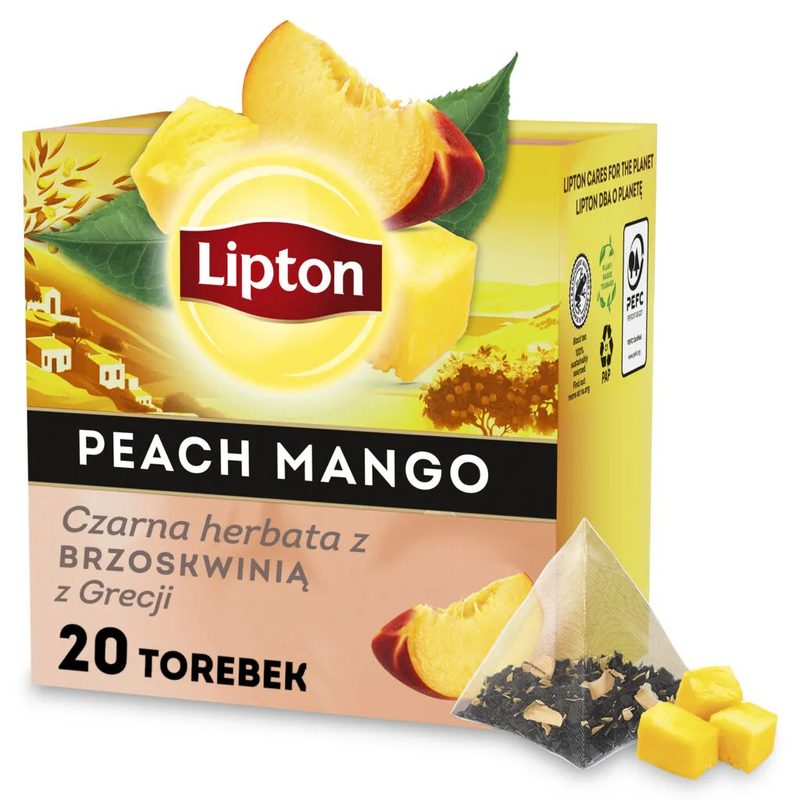 LIPTON τσάι πυραμίδα μαύρο με μάνγκο και ροδάκινο 20x1,7gr