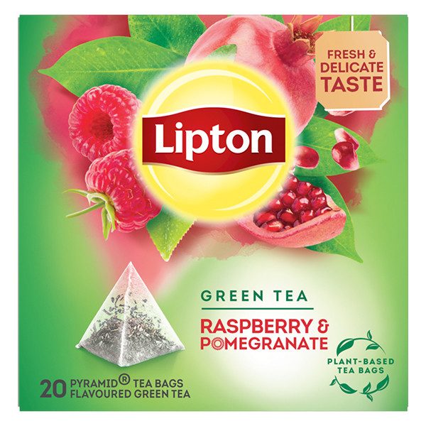 LIPTON τσάι πυραμίδα πράσινο με βατόμουρο και ρόδι 20x1,4gr