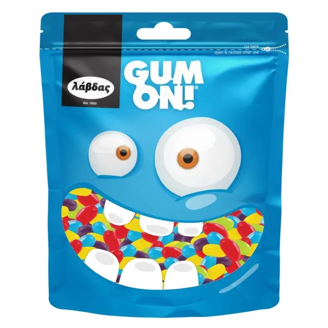 ΛΑΒΔΑΣ gum on ζελεδάκια jelly beans 90gr – Λάβδας – Καραμέλες, Γλειφιτζούρια και Τσίχλες