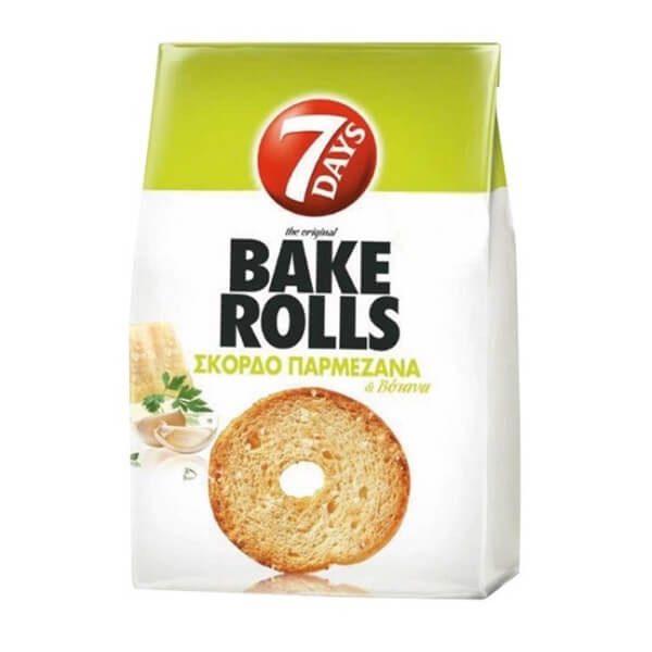 7 DAYS bake rolls σκόρδο και παρμεζάνα 150gr – Αλμυρά Snacks