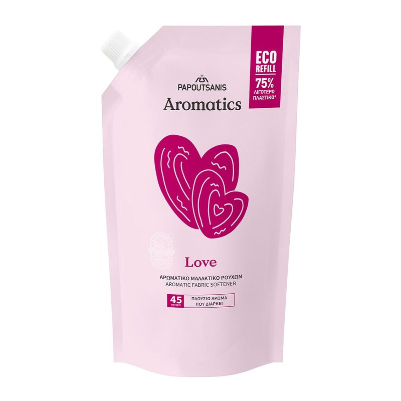 ΠΑΠΟΥΤΣΑΝΗΣ Aromatics μαλακτικό ρούχων love 45μεζ σακούλα 900ml – Παπουτσάνης – Μαλακτικά Ρούχων