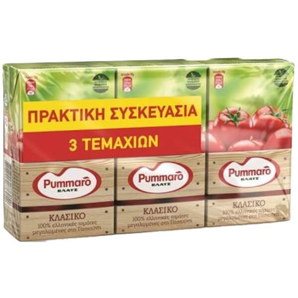PUMMARO χυμός τομάτας κλασικός συμπυκνωμένος 3x250gr – Σάλτσες και Dressings