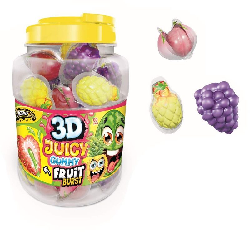 JOHNY BEE ζελεδάκια 3d juicy gummy φρούτων 60τεμ – Καραμέλες, Γλειφιτζούρια και Τσίχλες