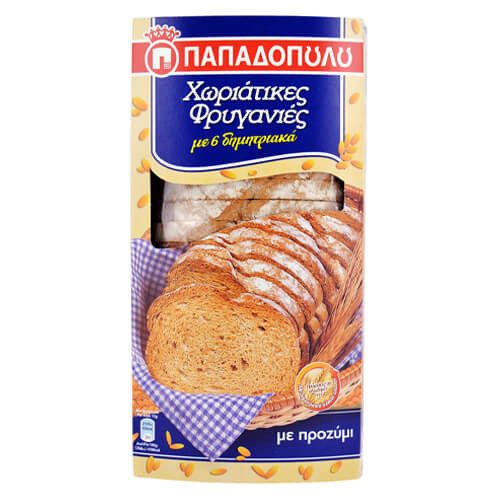 ΠΑΠΑΔΟΠΟΥΛΟΥ φρυγανιές χωριάτικες με 6 δημητριακά 240gr – Παπαδοπούλου – Αρτοσκευάσματα