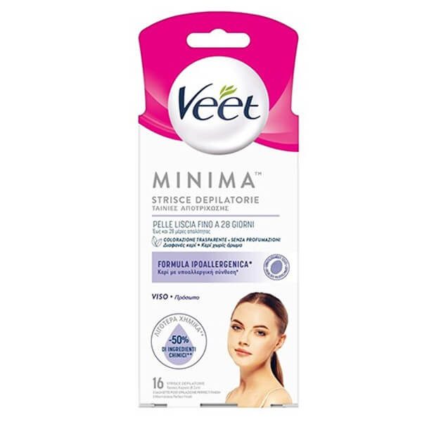VEET αποτριχωτικές ταινίες προσώπου για ευαίσθητα δέρματα 16τεμ – Κεριά Αποτρίχωσης