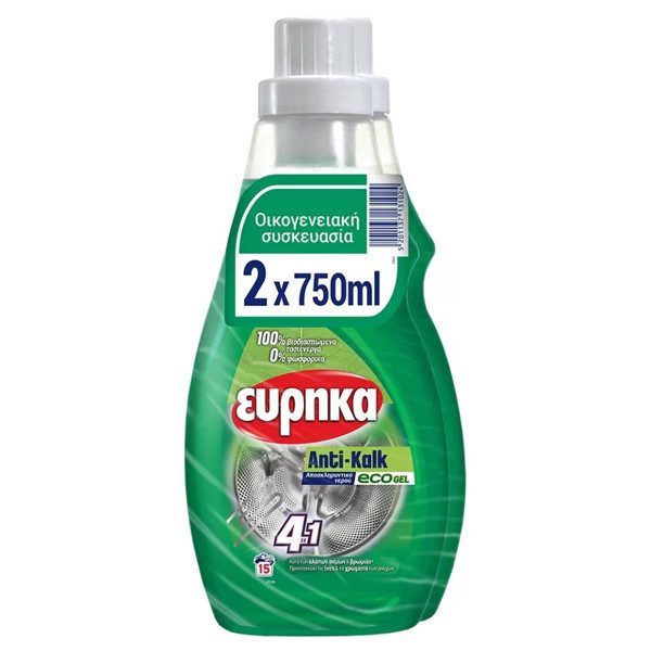 ΕΥΡΗΚΑ αποκληρυντικό gel anti-kalk οικολογικό 2x750ml – Εύρηκα – Ενισχυτικά Πλύσης