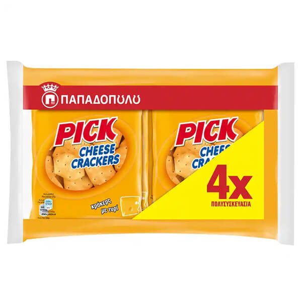 ΠΑΠΑΔΟΠΟΥΛΟΥ κρακεράκια mini pick crackers με κασέρι 4x45gr – Παπαδοπούλου – Αλμυρά Snacks