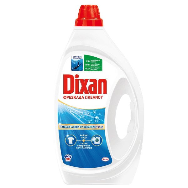 DIXAN υγρό πλυντηρίου ρούχων Universal Gel Φρεσκάδα Ωκεανού 36μεζ 1,62lt – Απορρυπαντικά Ρούχων