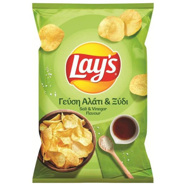 TASTY SNACKS Lay's πατατάκια chips με αλάτι και ξύδι 95gr
