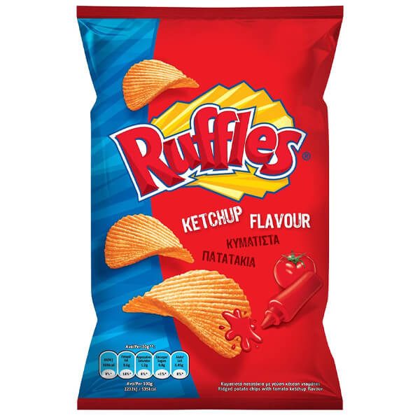 TASTY SNACKS Ruffles πατατάκια κυματιστά με ketchup 95gr