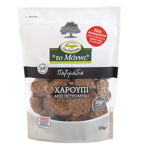ΤΣΑΤΣΑΡΩΝΑΚΗ Το Μάννα παξιμάδι με χαρούπι 270gr – Τσατσαρωνάκη – Αρτοσκευάσματα