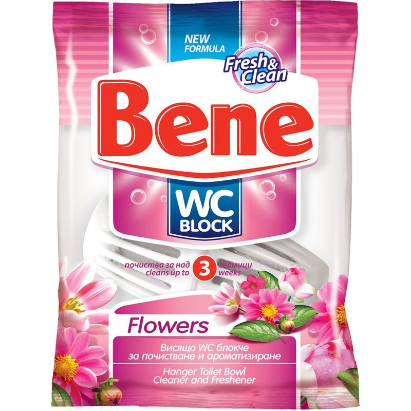 BENE μπλοκ λεκάνης WC με άρωμα λουλουδιών 40gr – Καθαριστικά Μπάνιου