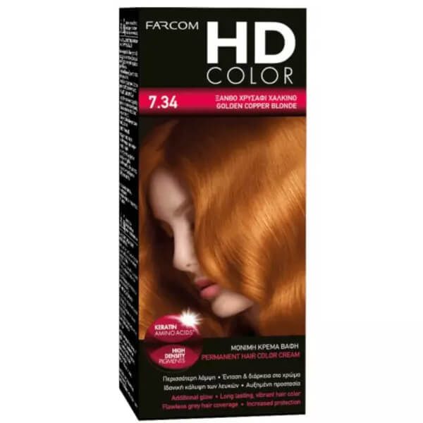 FARCOM HD color βαφή μαλλιών No7.34 60ml – Βαφές Μαλλιών