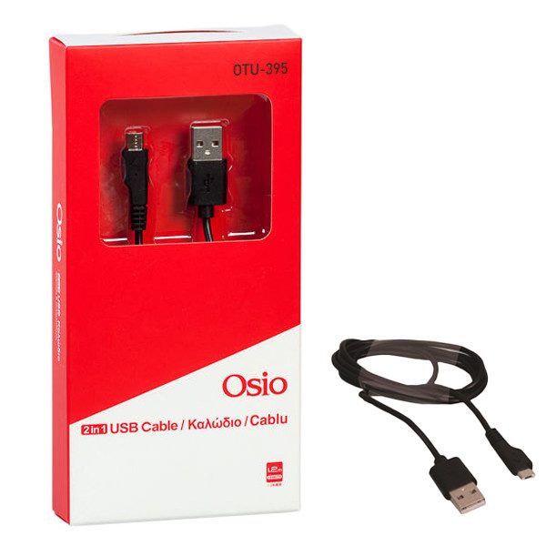 Osio καλώδιο φόρτισης και συγχρονισμού Micro USB-USB μαύρο 1,2m – Καλώδια USB Type-C