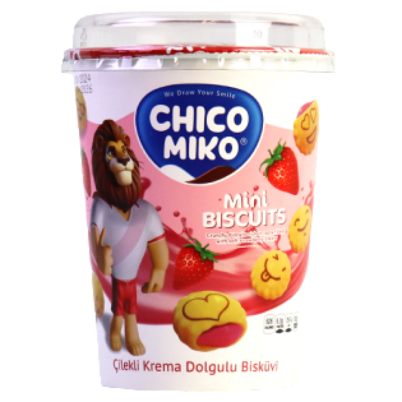CHICO MIKO μπισκότα mini φατσούλες με κρέμα φράουλας 125gr