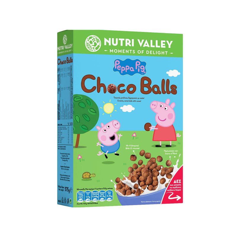 NUTRI VALLEY δημητριακά peppa pig choco balls 375gr