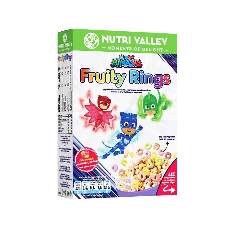 NUTRI VALLEY δημητριακά pjmasks fruity rings 375gr