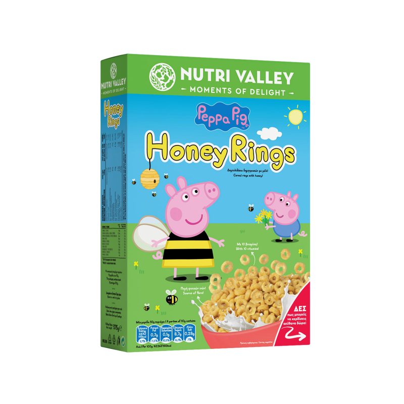 NUTRI VALLEY δημητριακά peppa pig honey rings 375gr