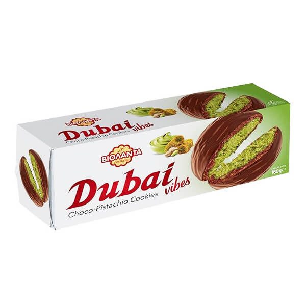 ΒΙΟΛΑΝΤΑ μπισκότα cookies dubai με κρέμα φυστικιού αιγίνης και κανταϊφι με επικάλυψη σοκολάτας 180gr – Βιολάντα