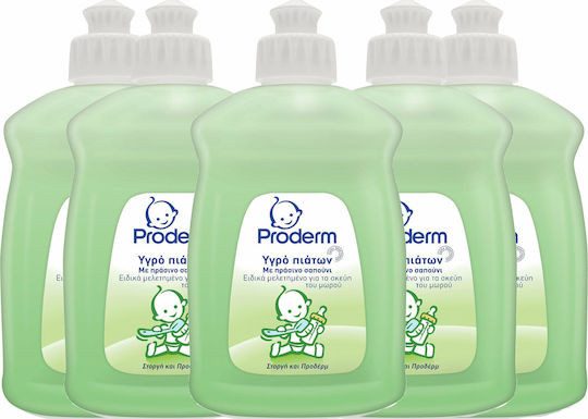 PRODERM υγρό πιάτων με άρωμα πράσινο σαπούνι 5x500ml – Υγρά Πιάτων