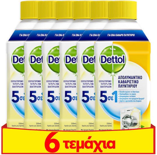 DETTOL υγρό καθαριστικό πλυντηρίου ρούχων με λεμόνι 6x250ml – Ενισχυτικά Πλύσης
