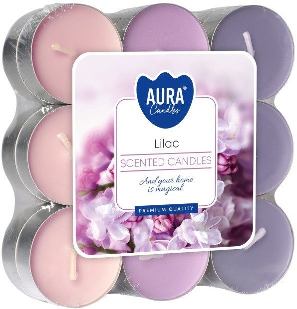 AURA κεριά ρεσώ 4 ωρών lilac 18τεμ